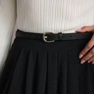 12th Tribe Liya Silver Genuine Leather Skinny Belt Size M/LM/L